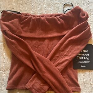 Lulu's Terracotta Off-Shoulder Sweater